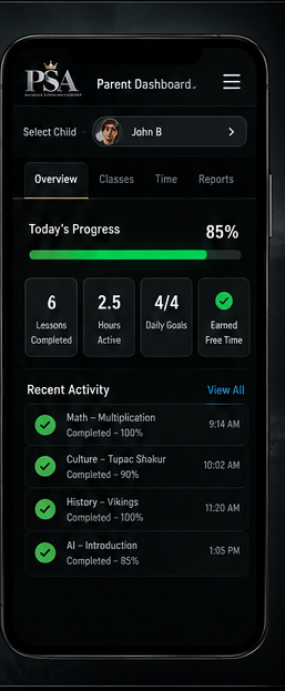 Parent dashboard design preview